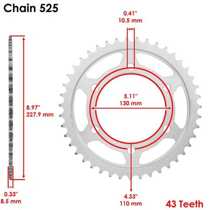 Black Drive Chain and Sprocket Kit for Suzuki GSX-R600 (2011–2018) EG4374CH141XO