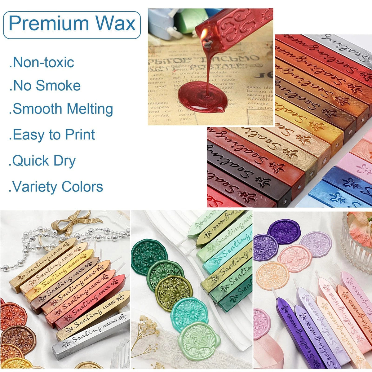 10X Metallic Red Wax Seal Sticks for Vintage Sealing