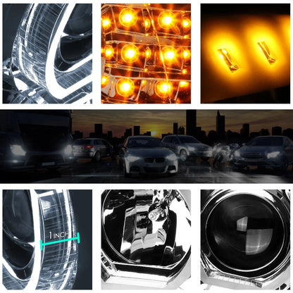 LED 3D Crystal U-Halo Projector Headlight for BMW E90 3-Series (2005–2008)