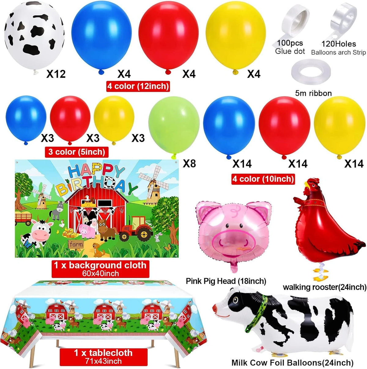 91Pcs Farm Animals Party Decorations for Barn Theme Events