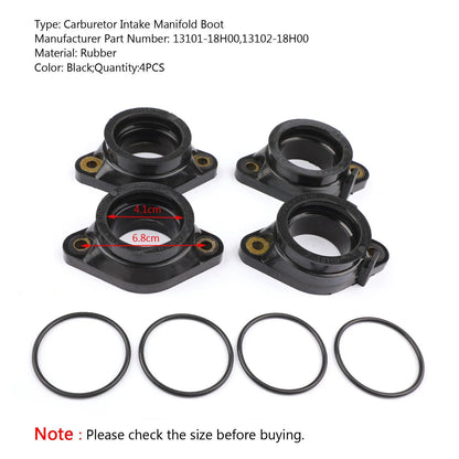 Set of 4 Carburetor Intake Manifold Boots for Suzuki GSF1250 Bandit (2007–2012) T9