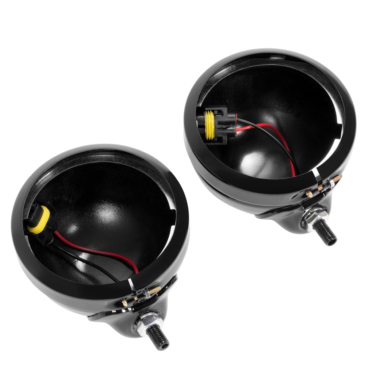 2X 4.5'' Gloss Black LED Fog Light Housing for Harley