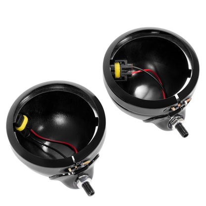 2X 4.5'' Gloss Black LED Fog Light Housing for Harley