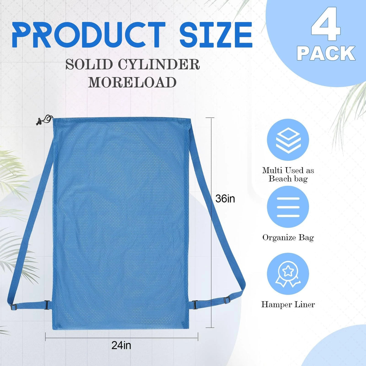 Set of 4 Large Mesh Laundry Bags 24 x 36 Inches