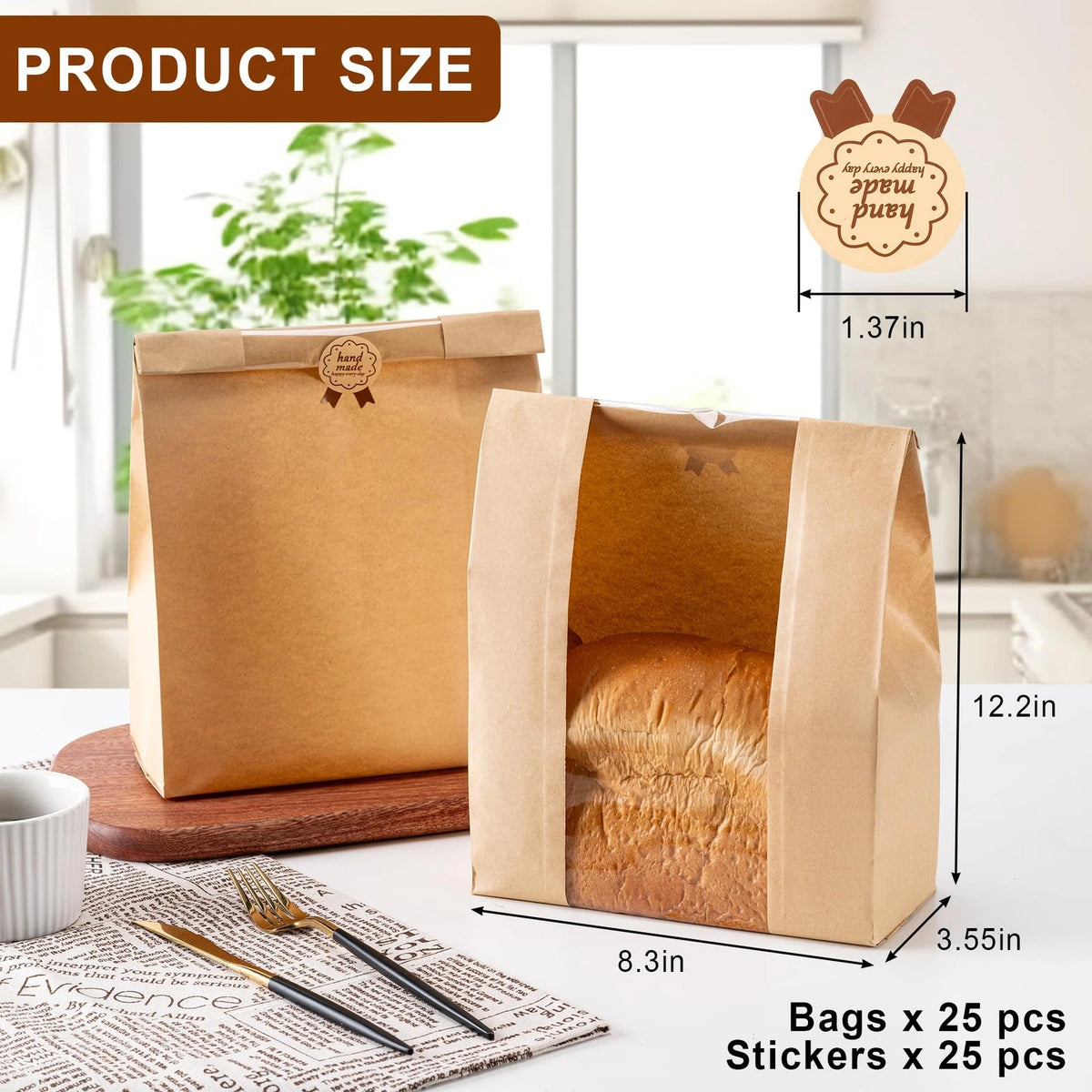 25PCS Paper Bread Bags for Sourdough Bread (Homemade)