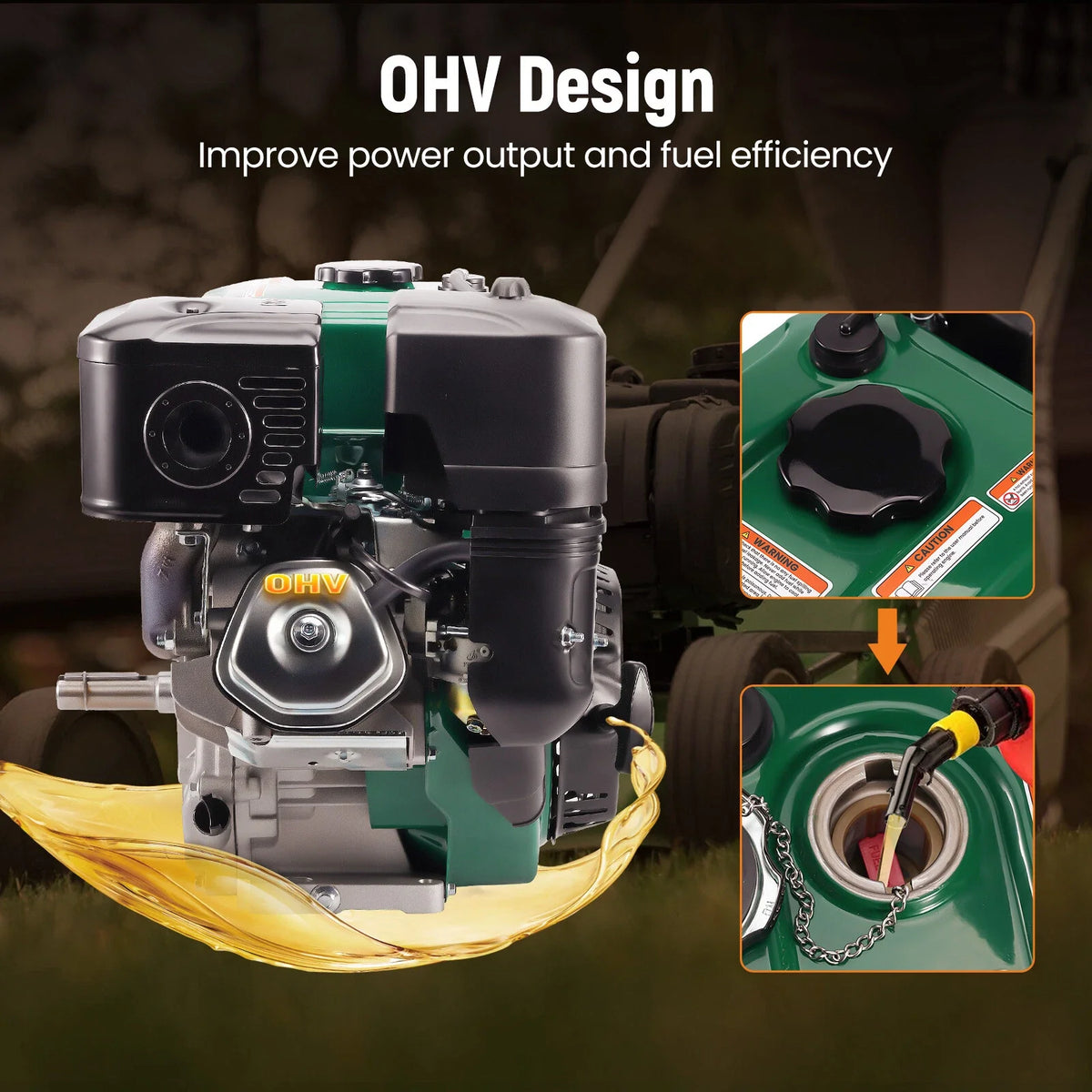 420cc 15HP OHV Horizontal Gas Engine for Lawn Mowers (Electric Start)