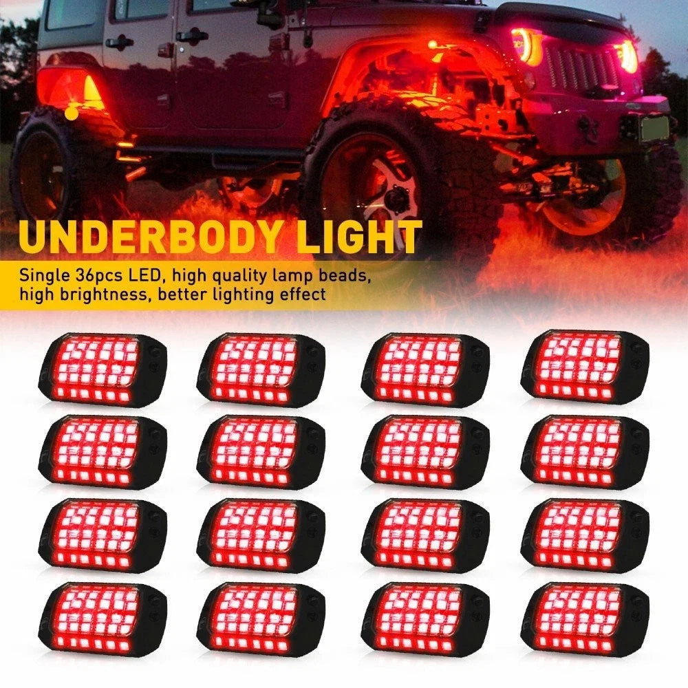 16X 36-LED Underglow Puddle Lighting Chassis Lamps for Universal Fit