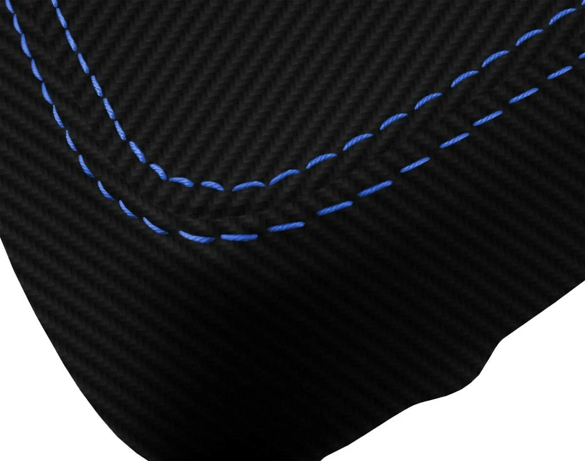 Console Lid Armrest Cover for Toyota Yaris (2008–2011) Carbon Fiber Blue Stitch