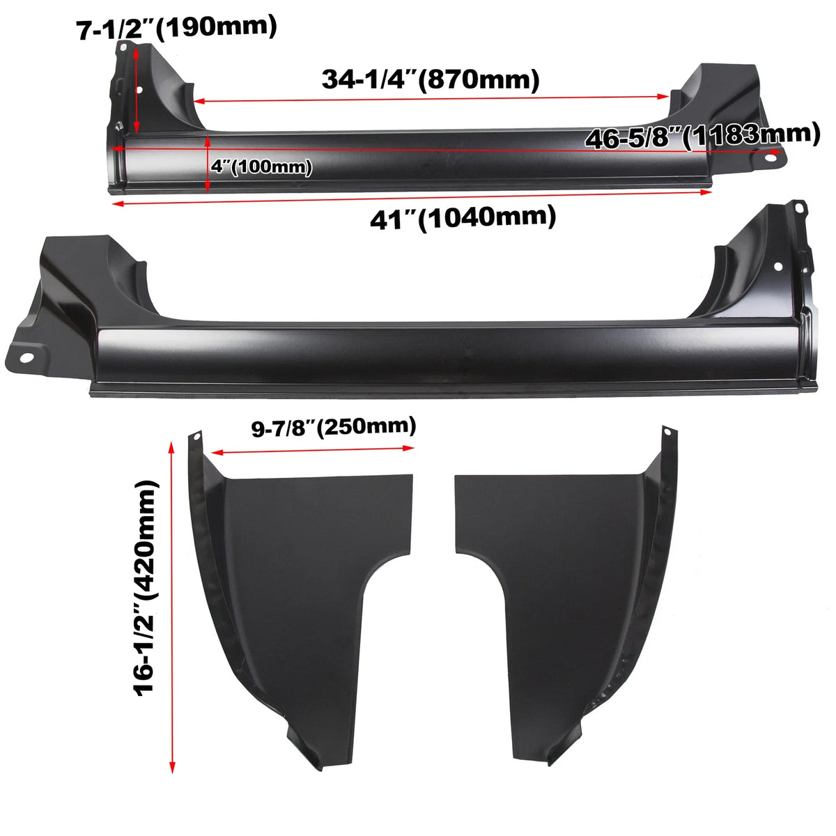 4 PC Cab Corners & Rocker Panels for Chevy GMC C10 K10 (1973–1987)