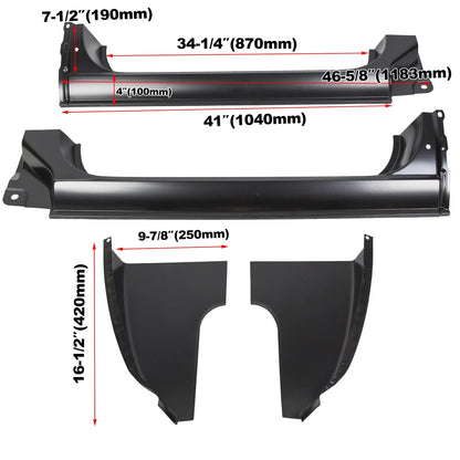 4 PC Cab Corners & Rocker Panels for Chevy GMC C10 K10 (1973–1987)