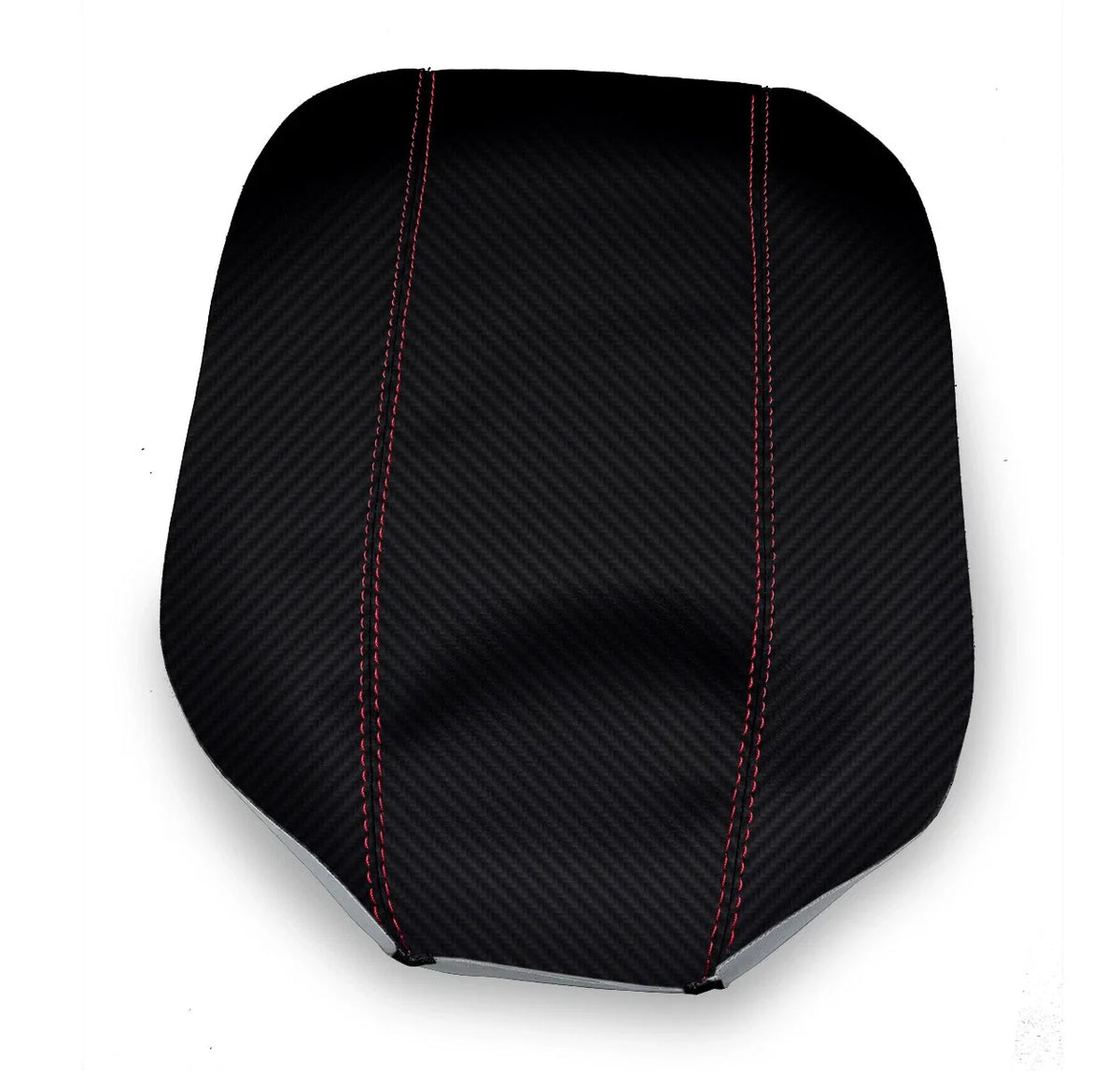Console Lid Armrest Cover for Ford Mustang (2015–2020) Carbon Fiber Red Stitch