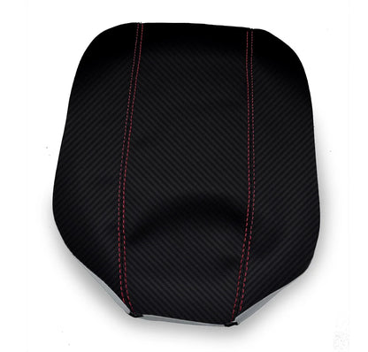 Console Lid Armrest Cover for Ford Mustang (2015–2020) Carbon Fiber Red Stitch