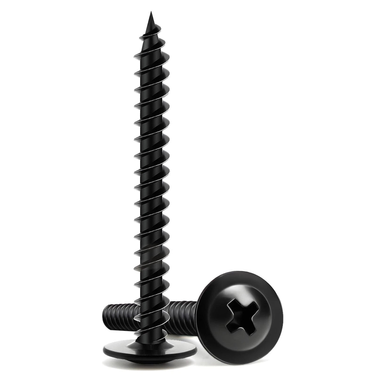 1 1/2 Inch Wood Screws (Set of 70) Truss Head Black Self Tapping