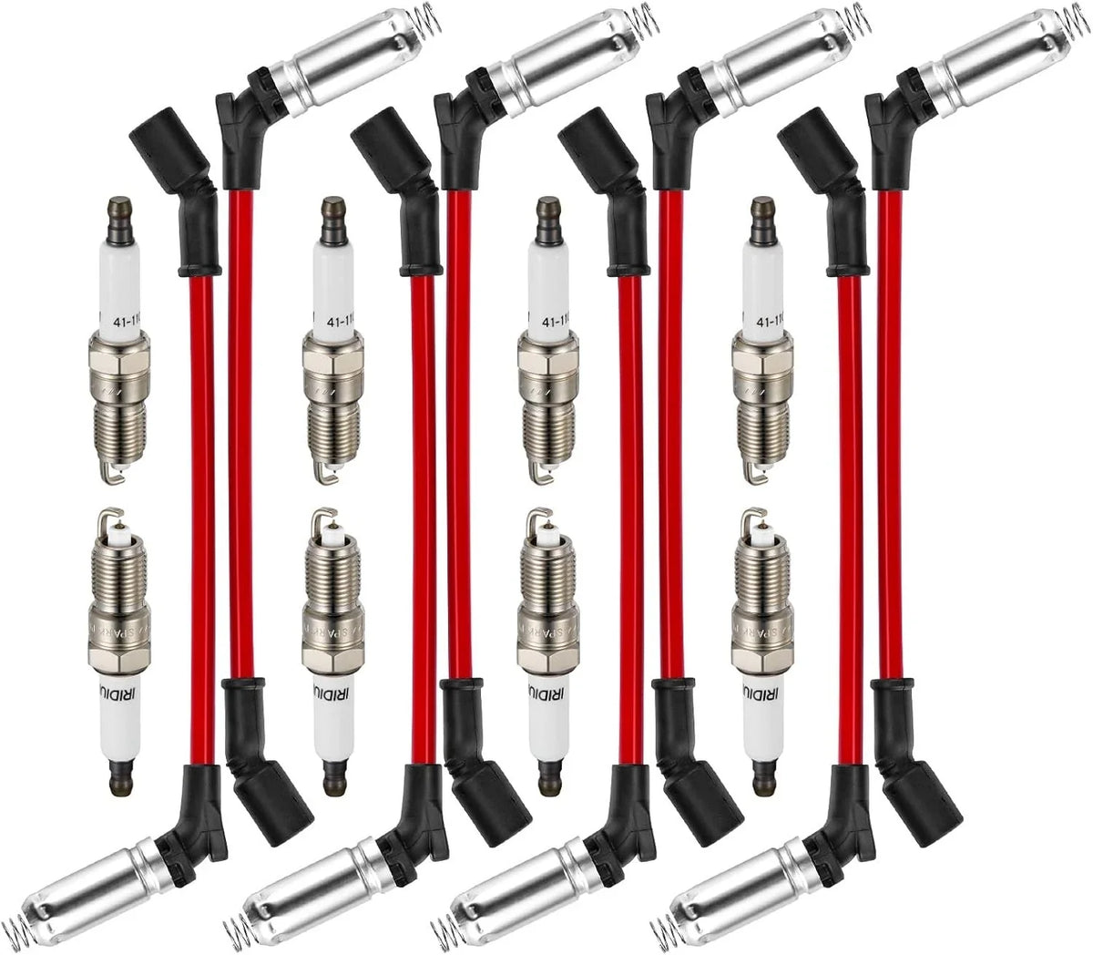 Set of 8 Iridium Spark Plugs & Silicone Spark Plug Wires for