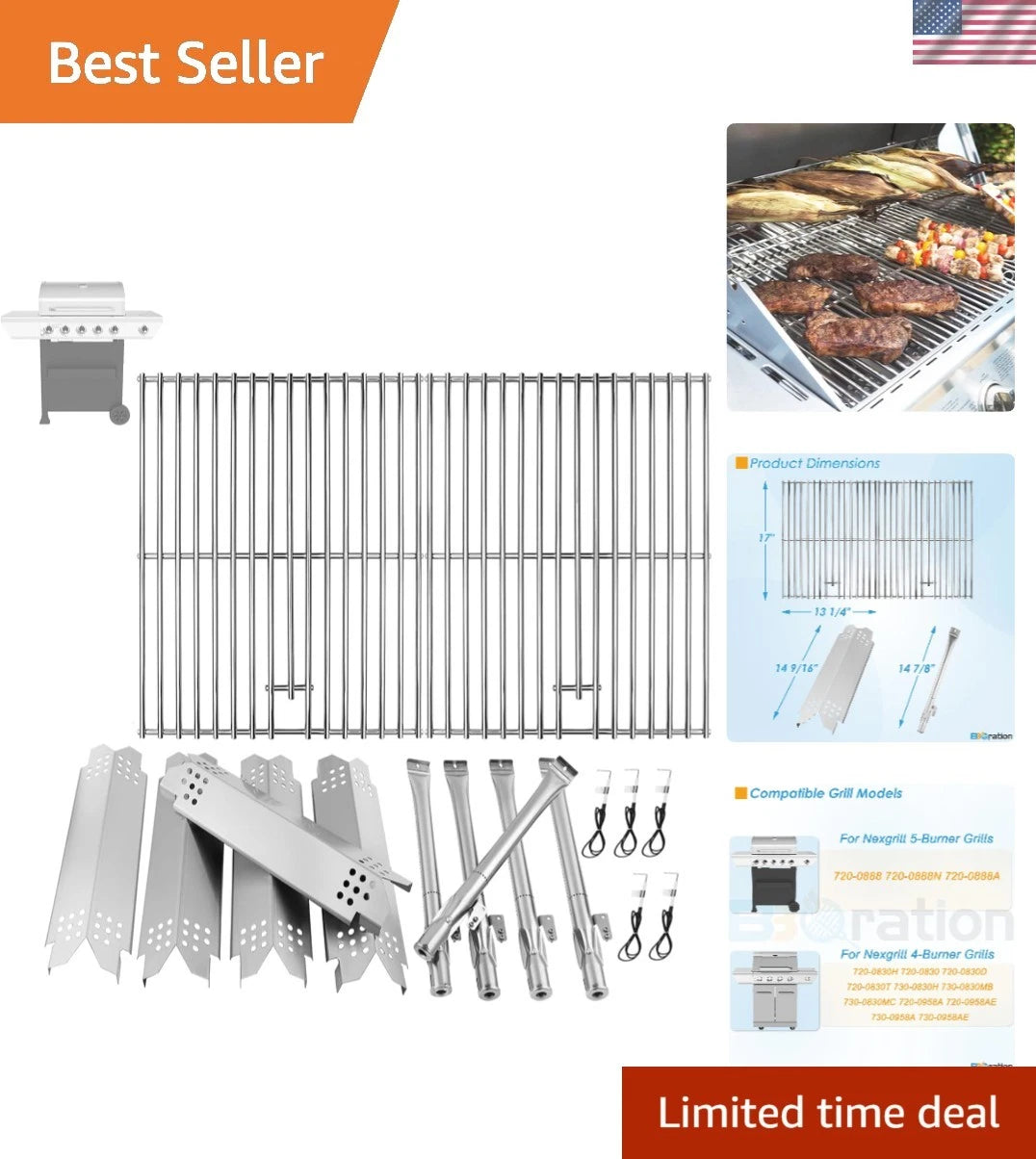 Grill Parts Set for Nexgrill 5-Burner Models
