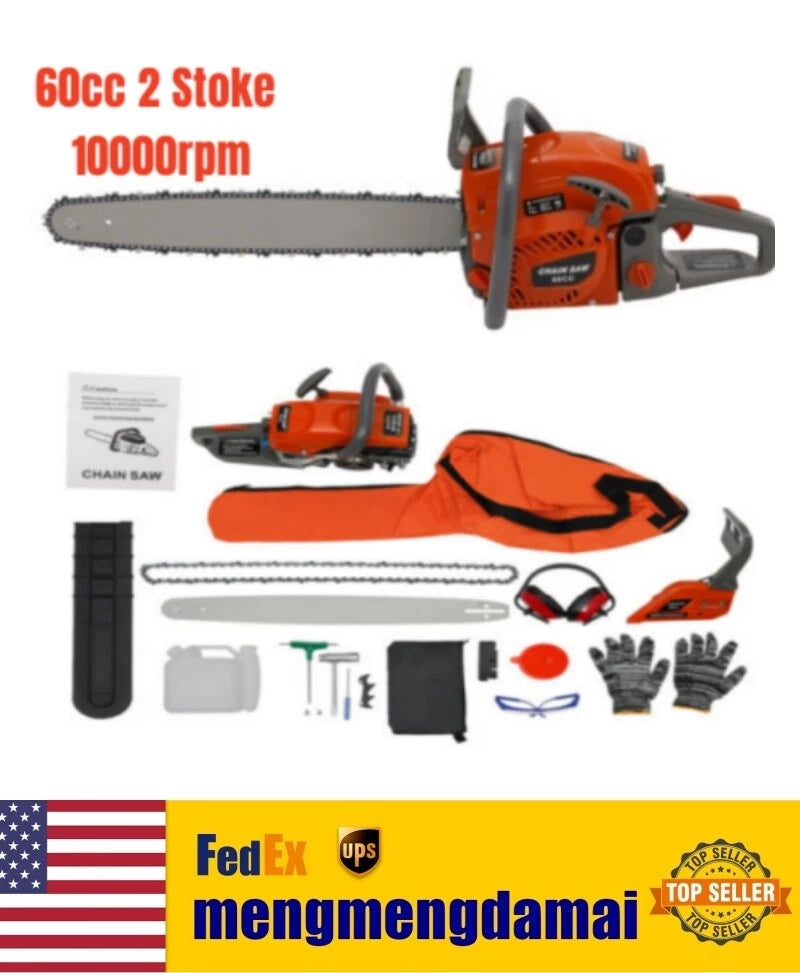60CC 22 Inch Gas Chainsaw for Cutting Wood (Gasoline Powered)