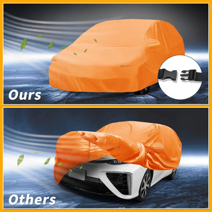 Waterproof Car Cover for Toyota Prius (2010–2023) - Orange Cotton, Zipper
