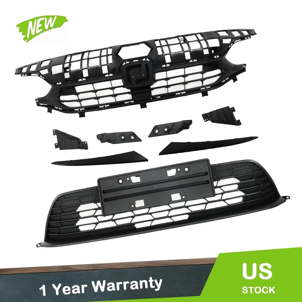 Front Bumper Upper & Lower Grill + Headlight Eyelid for Honda Civic (2022–2023)