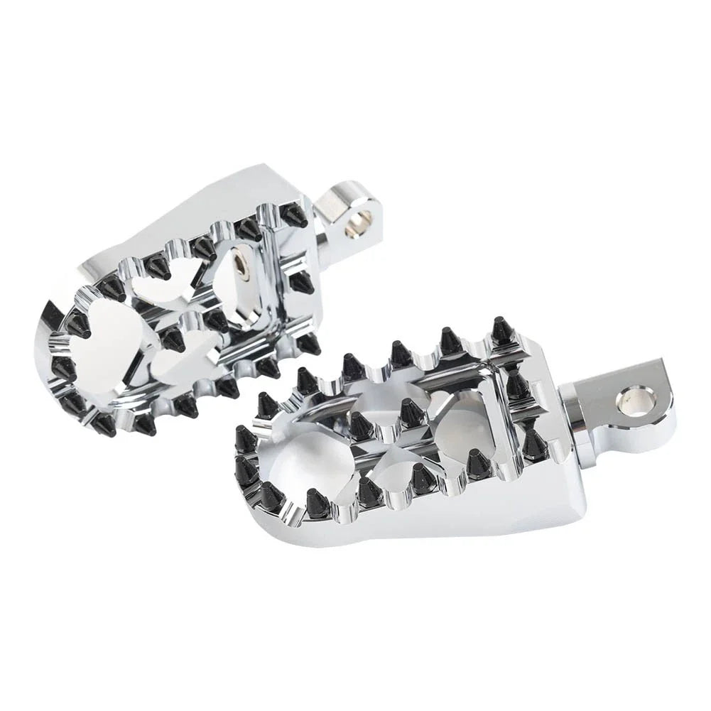 Wide Fat Foot Pegs for Harley Dyna Sportster Fatboy (Chrome)