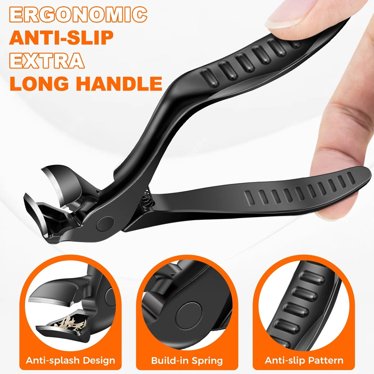 Toenail Clippers for Seniors - Long Handle Wide Jaw Stainless Steel