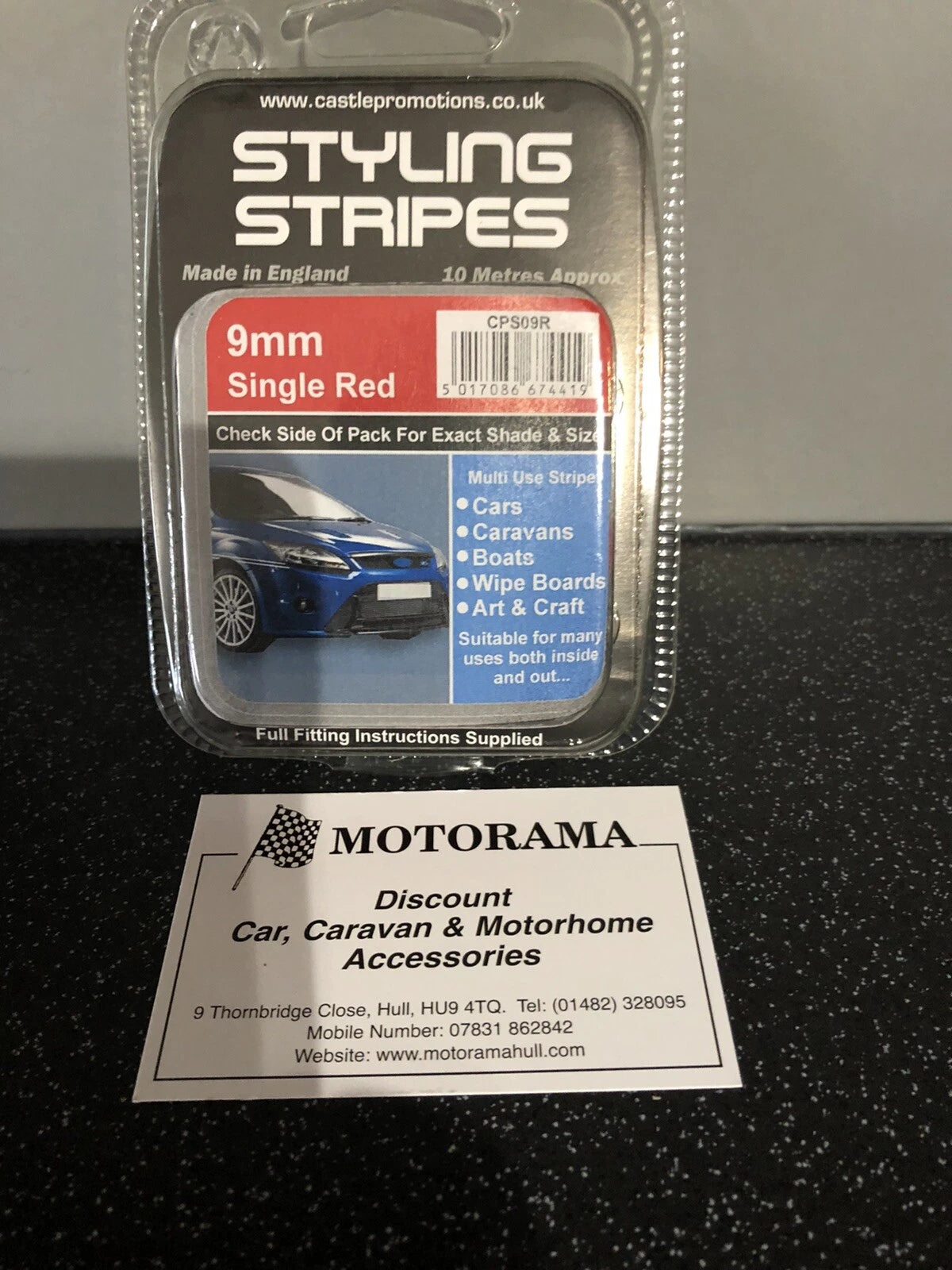9mm Red Pin Stripe for Car/Caravan (10m)