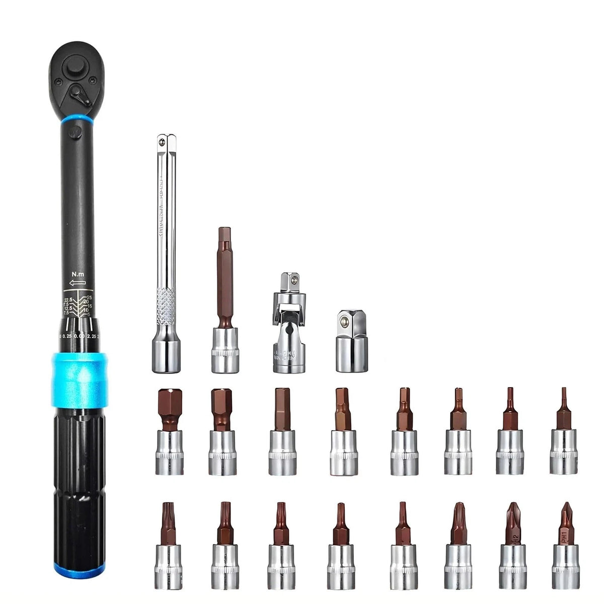 21Pcs Set of 1/4 Inch Torque Wrench for Automotive