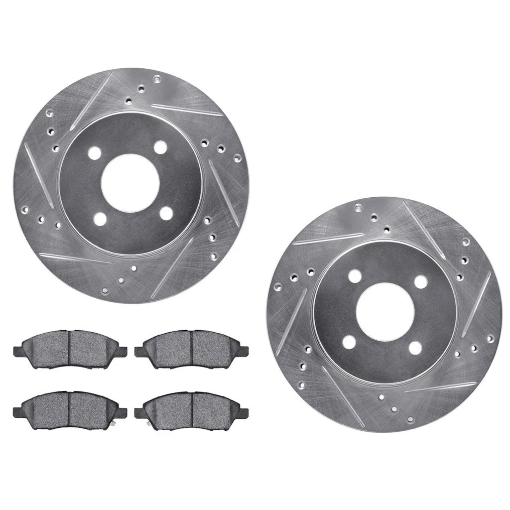 Rotor Set Front for Nissan Versa (2012–2019) ALX-PAU-DF-7512-67072-CLA4, Drilled and Slotted