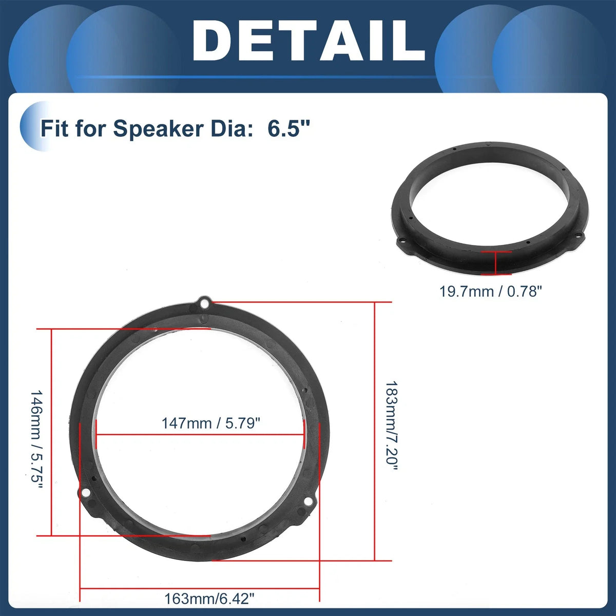 Set of 2 Speaker Spacer Rings for Ford Transit Custom (2012–2023)