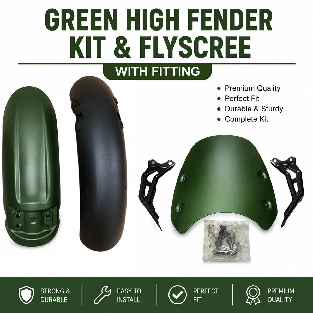 Green High Fender Kit & Flyscreen for Triumph Scrambler 400x (36TA0179, 36TA0184, 36TA0148)