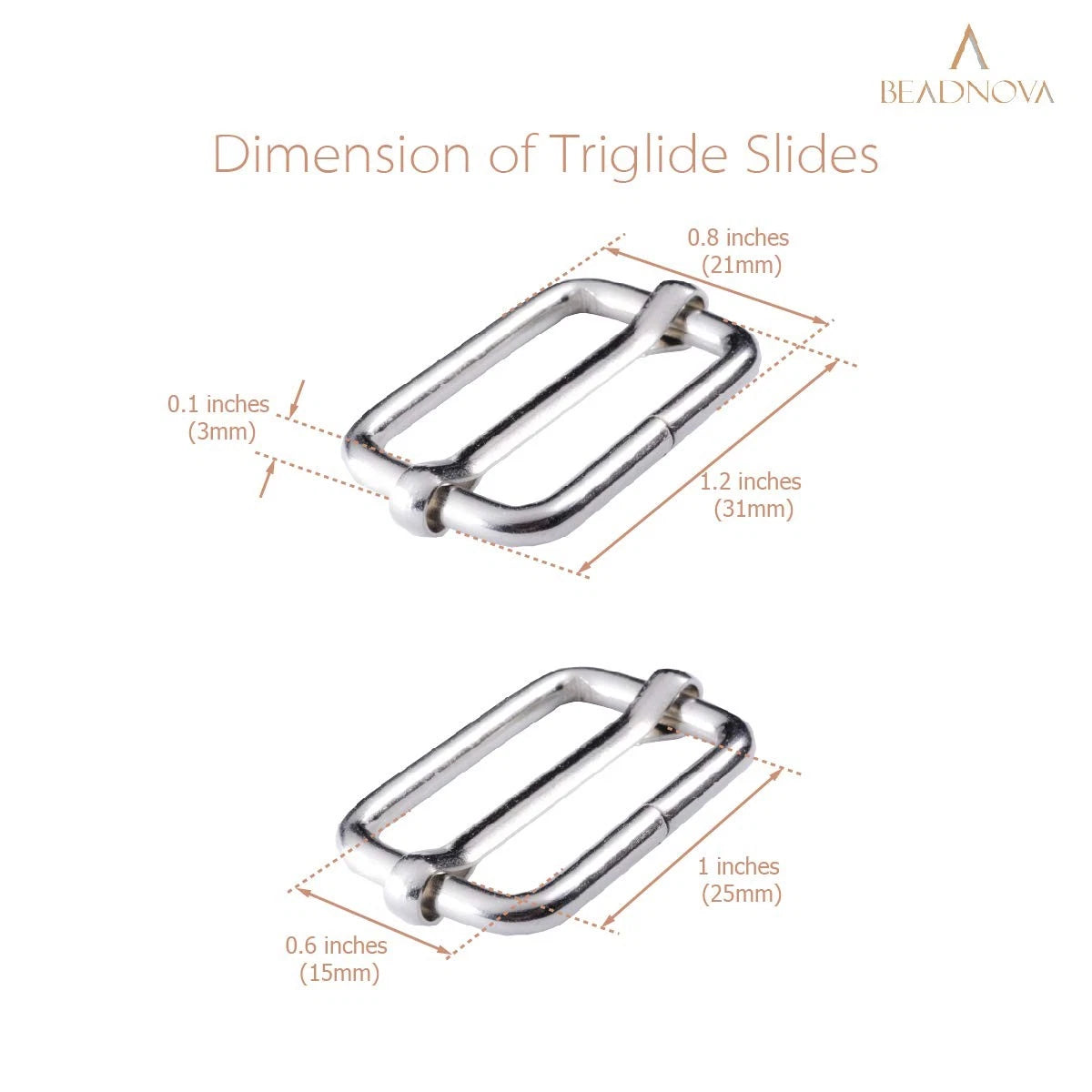 Set of 10 Adjustable Slide Buckles 1 Inch Triglide for Automotive Use
