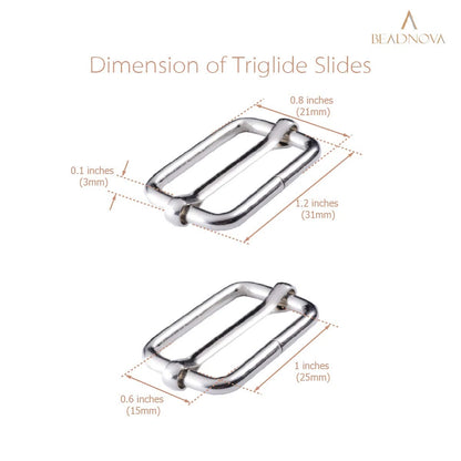 Set of 10 Adjustable Slide Buckles 1 Inch Triglide for Automotive Use