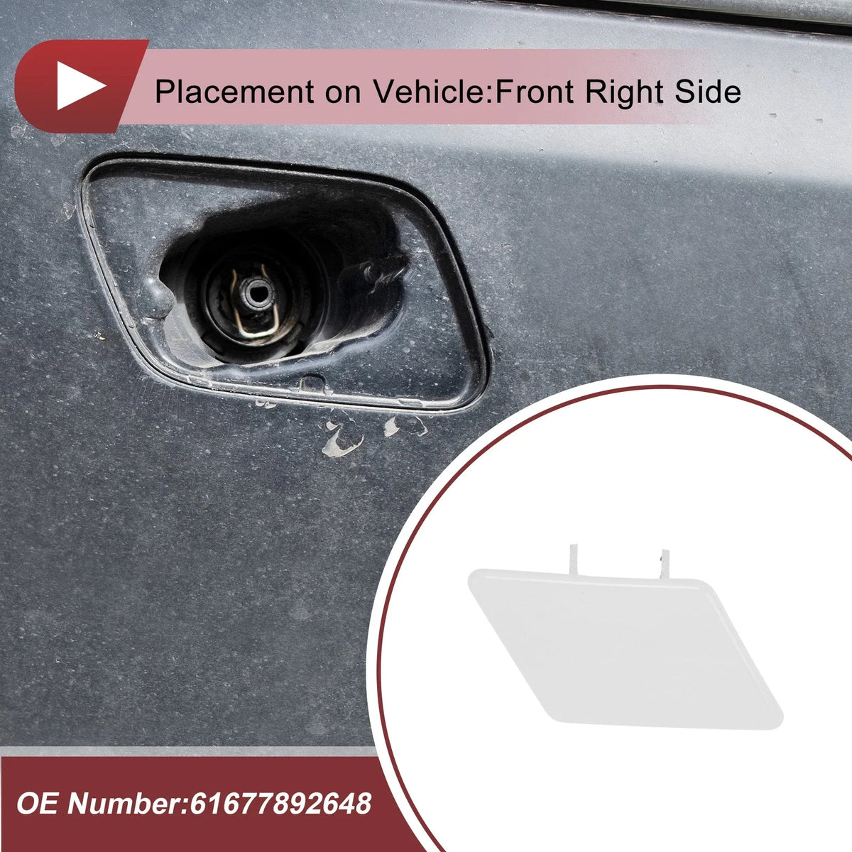 Bumper Headlight Washer Nozzle Cover Cap No. 61677892648 for BMW 328i (2012–2013)