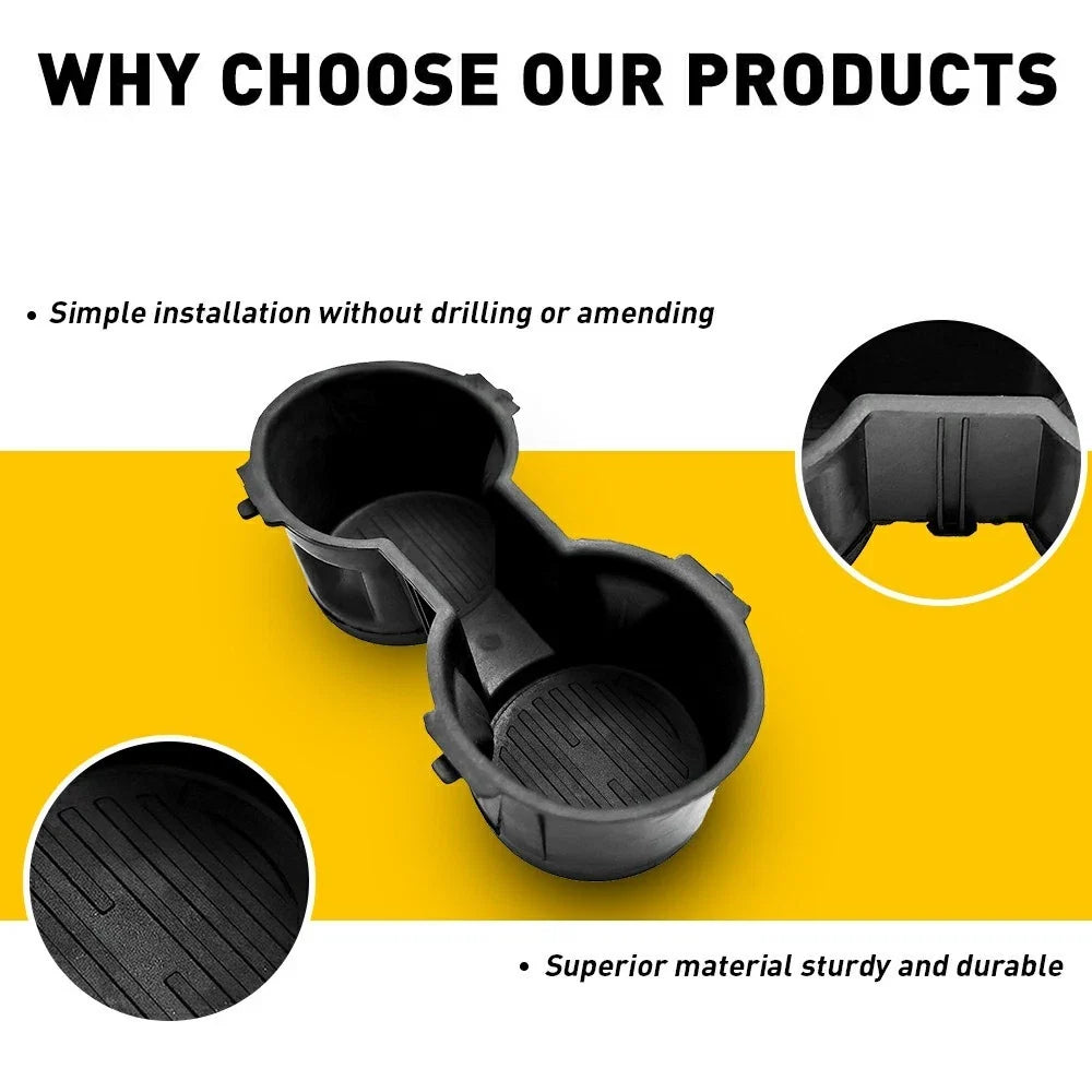 Set of 2 Front Seat Dual Cup Holder Rubber Inserts for Ford F150 (2015–2017)
