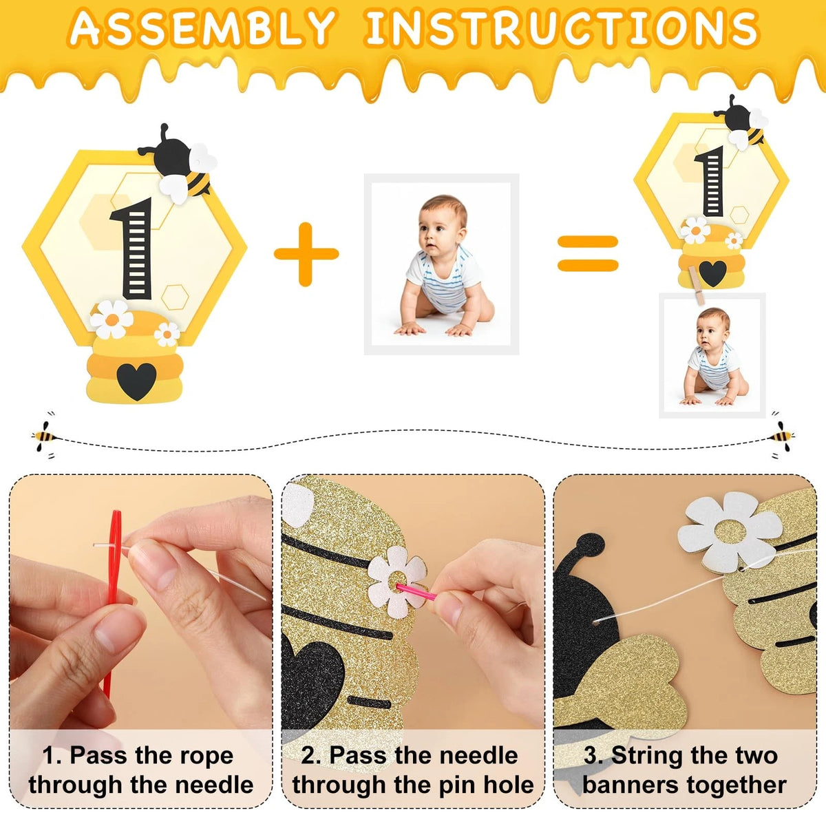 3X Happy Bee Day Party Decorations for 1st Birthday (2023)