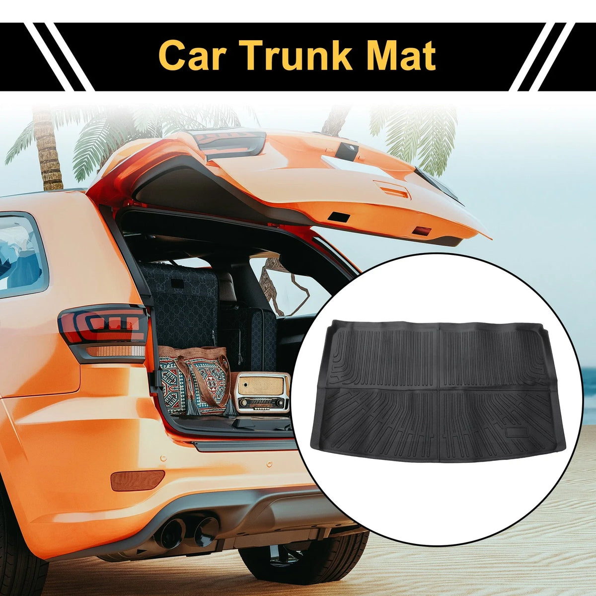 Cargo Liner Rear Trunk Mat for Ford Expedition (2018–2024) TPE Stripe Pattern