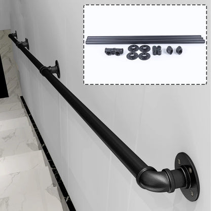 Iron Handrail for Steps Stair Railing Kit 10 FT Outdoor Indoor Black