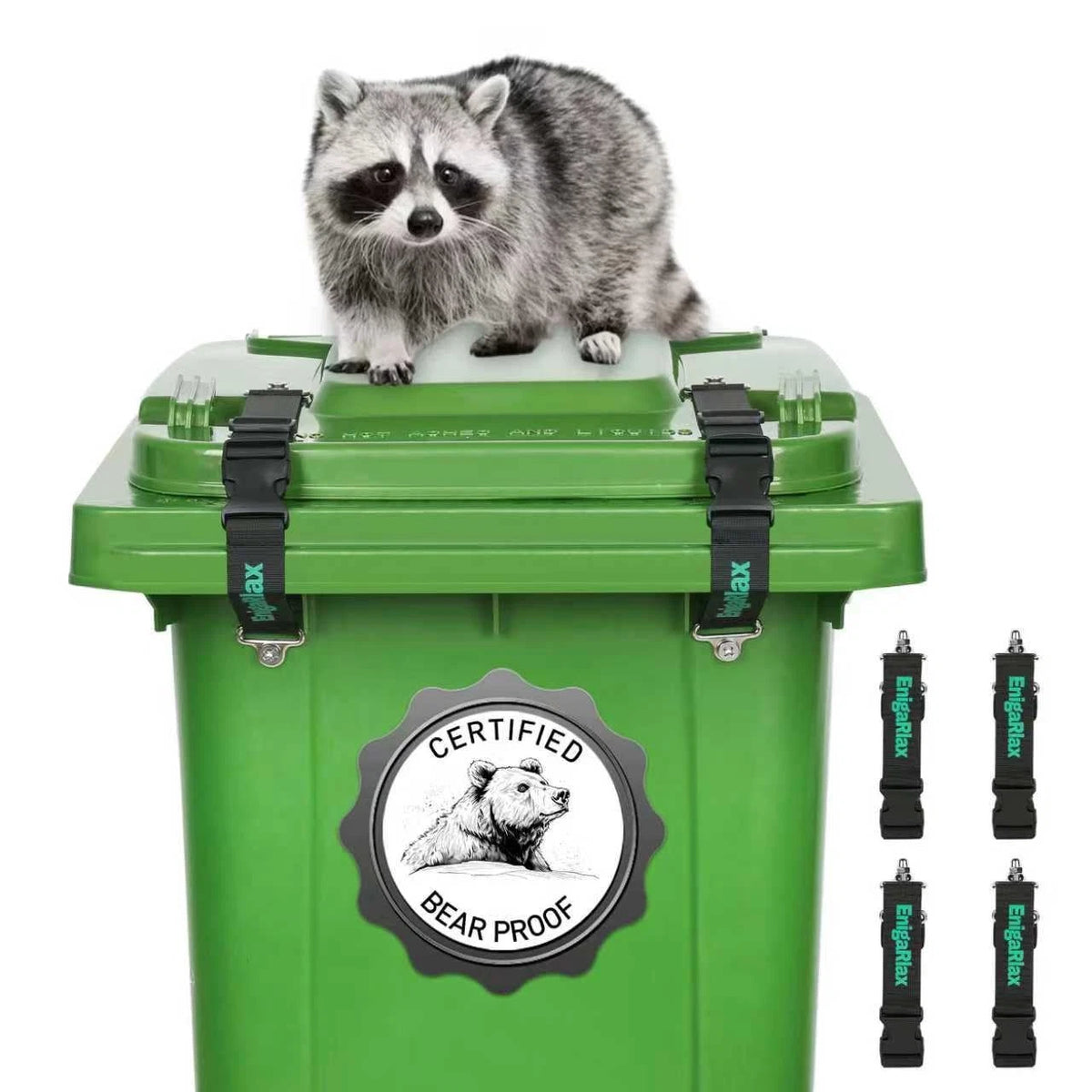 Set of 4 Trash Can Lid Locks for Raccoon-Proof Security