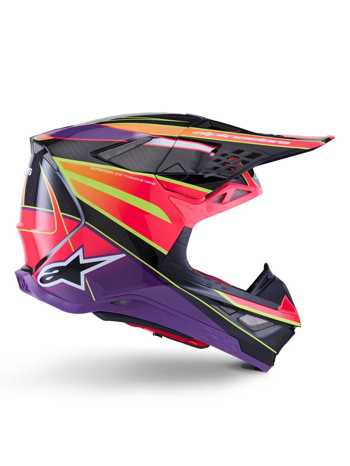 Alpinestars Supertech Helmet for Offroad (2022–2024) - Medium Pink/Violet/Yellow Fluo