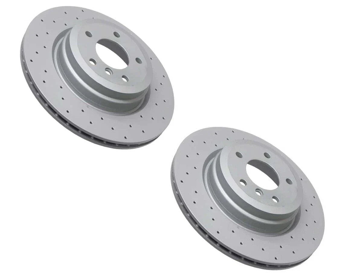 Set of 2 Rear Zimmermann Drilled Brake Disc Rotors for BMW E90 E92 E93 E84