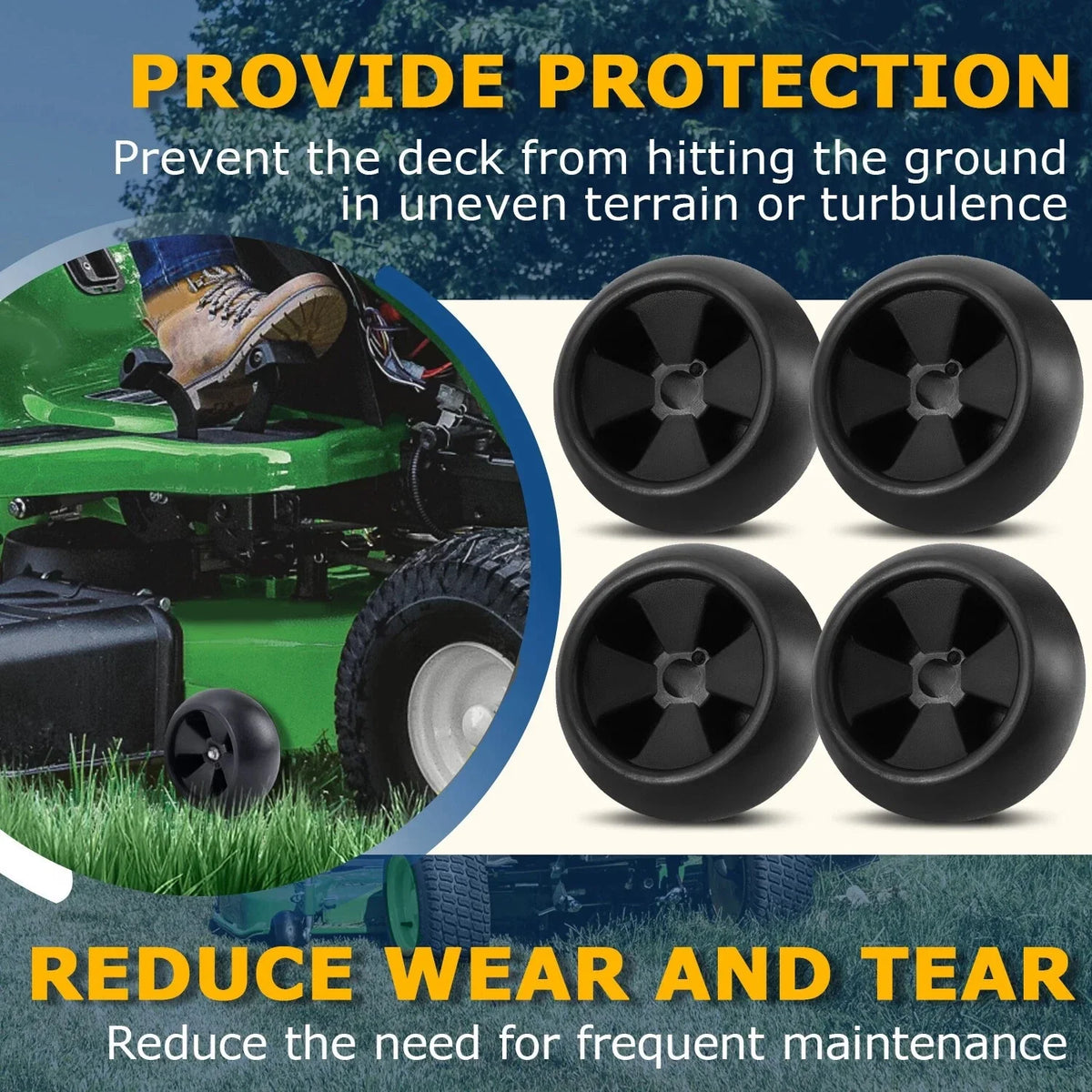 4X Deck Wheel Kit for John Deere (#AM133602, #M111489, #M84690)
