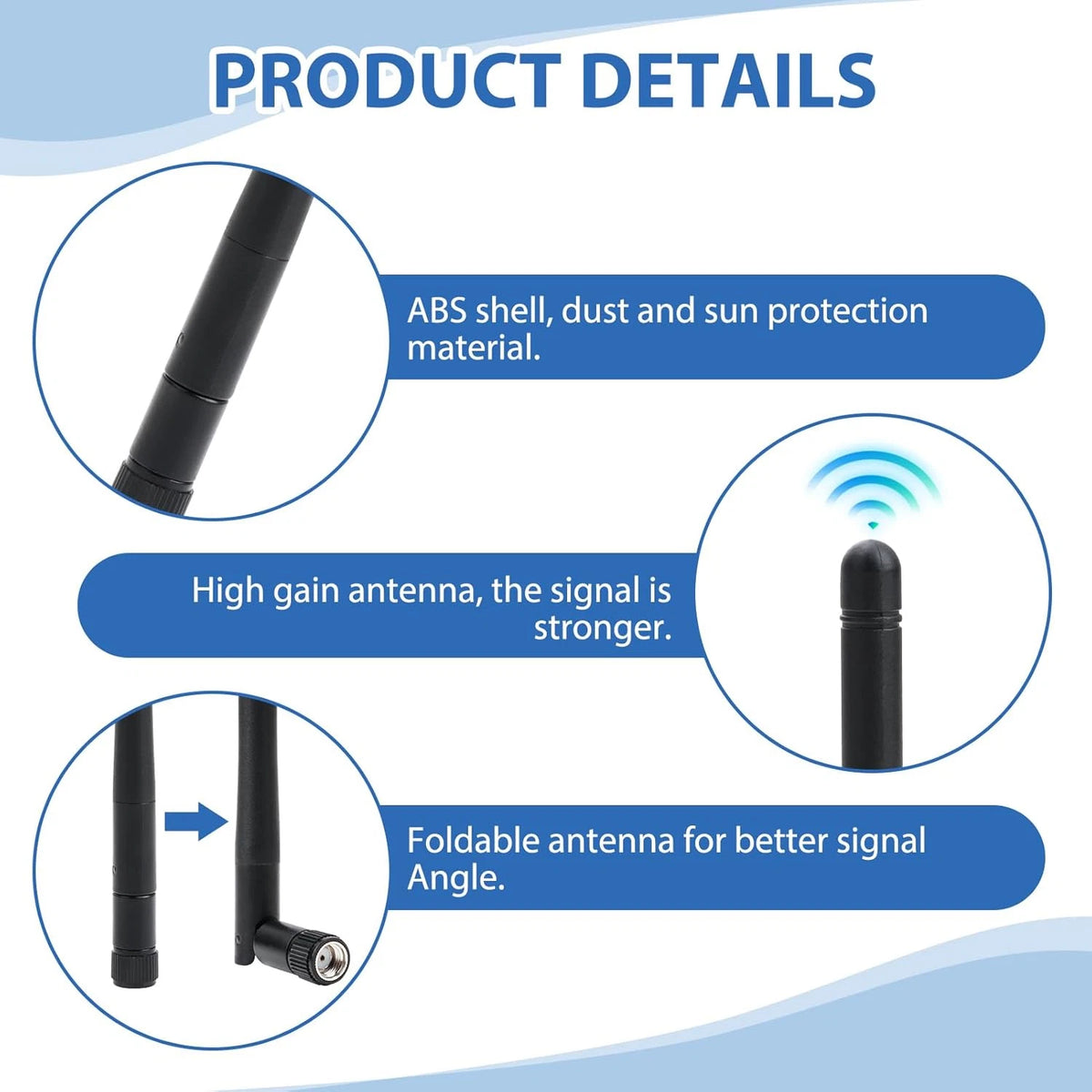 2X RP-SMA Antenna for WiFi Wireless Router or Card (2.4GHz 5GHz)