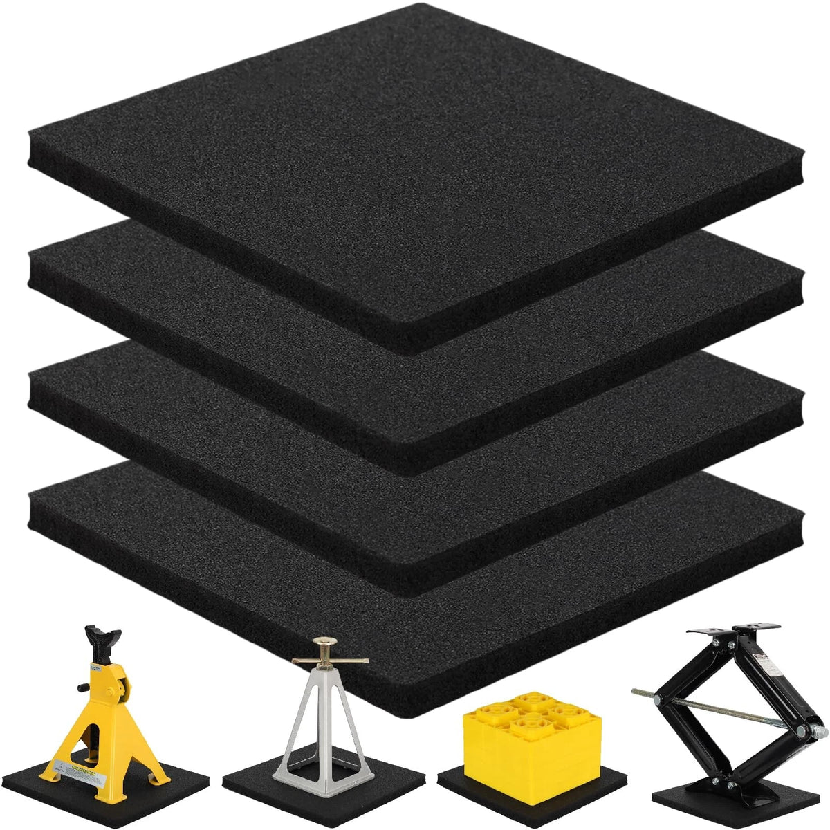 Set of 4 RV Leveling Blocks 12” Rubber Jack Pads, Anti-Slip Mats