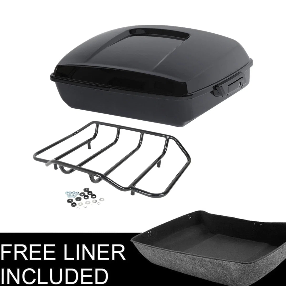 Black Chopped Trunk & Luggage Rack for Harley Touring Road Glide (2014–2026)