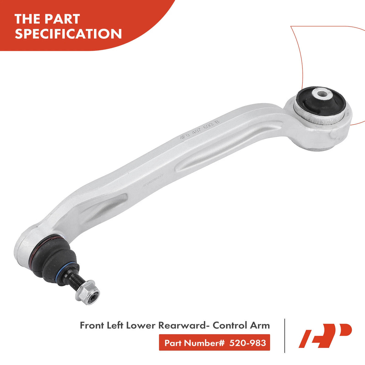 2X Front Lower Rearward Control Arm w/Ball Joint for Audi A6 Quattro (2005–2011) - 4F0407693, 4F0407693B, 4F0407693C, 4F0407693G, 4F0407693H