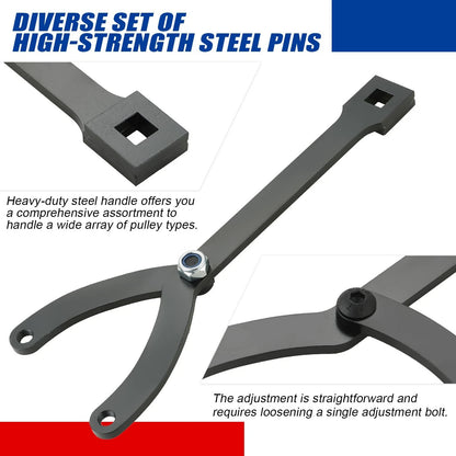 15Pc Adjustable Pin Spanner Wrench Set for Pulley Holder (1.25 to 5 Inch)