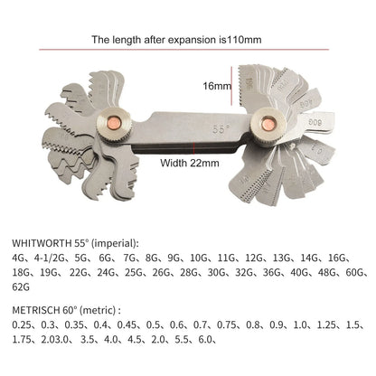 Stainless Steel Thread Gauge for Mechanics and Engineers (52 Sheets)