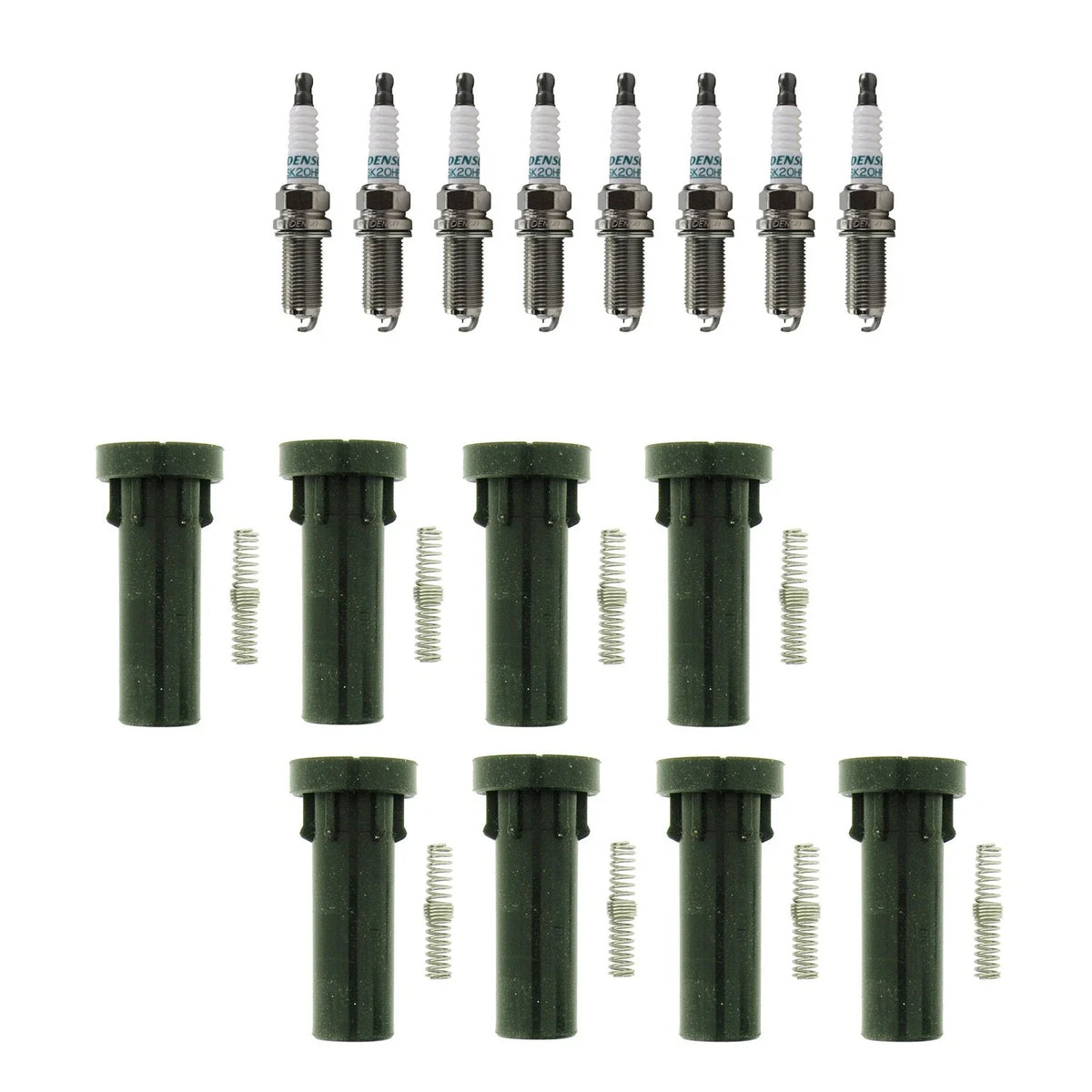 Set of 8 Iridium Spark Plugs & NGK Ignition Coil Boots for Dodge Ram 1500 (2002–2010)