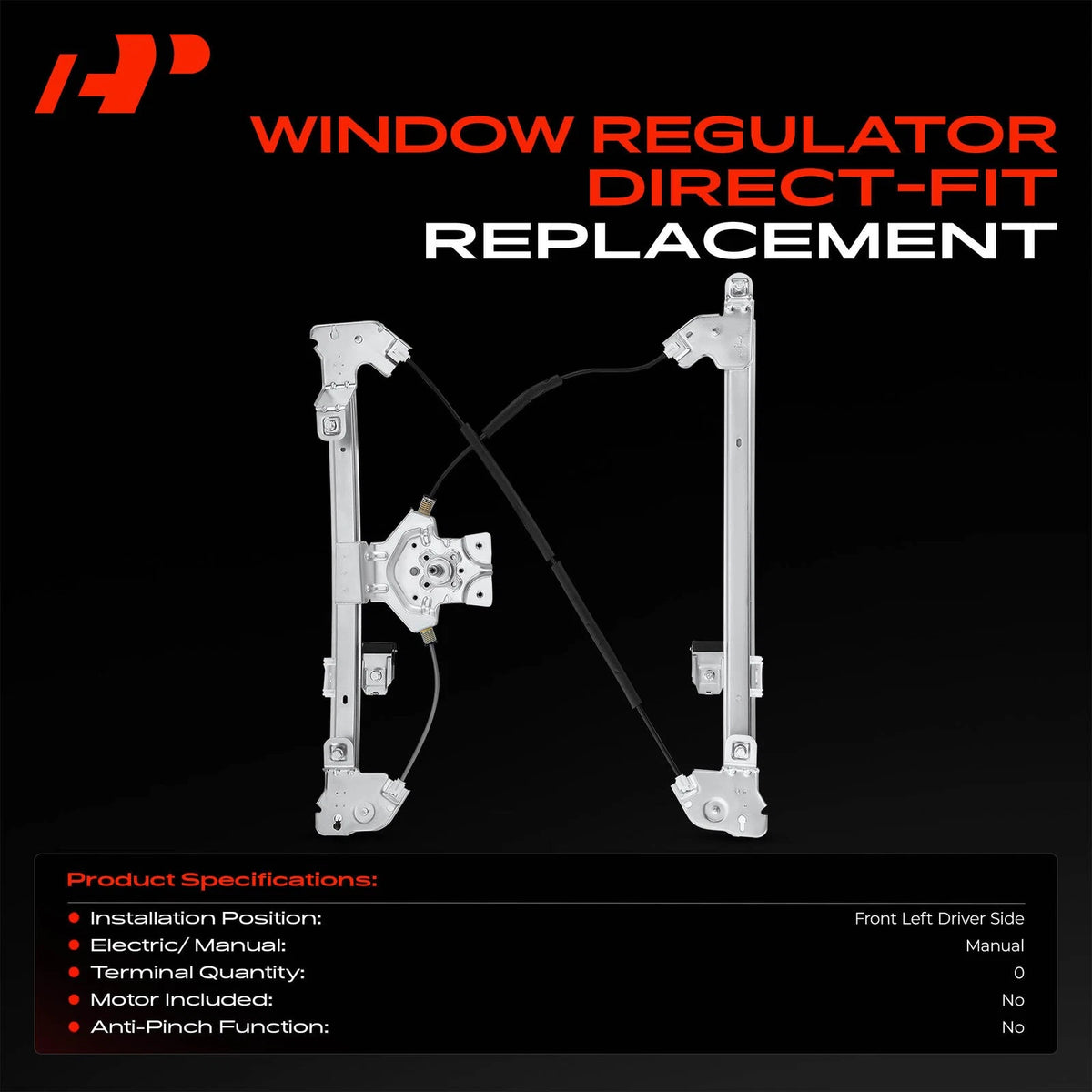 Front Passenger Side Manual Window Regulator for Ford F-150 (2005–2008) 8L3Z1523200B, 740-097