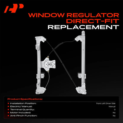 Front Passenger Side Manual Window Regulator for Ford F-150 (2005–2008) 8L3Z1523200B, 740-097