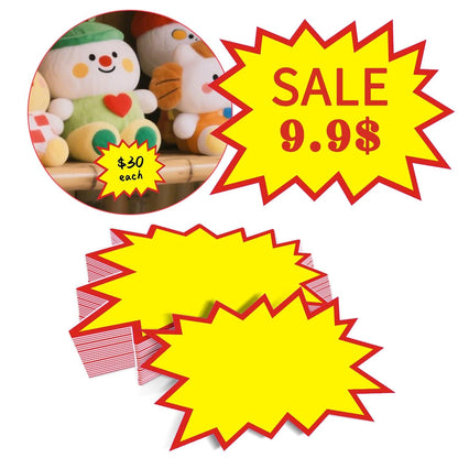 200 PCS Blank Star Stickers 4.33 x 3.55 inches, Yellow Red Border